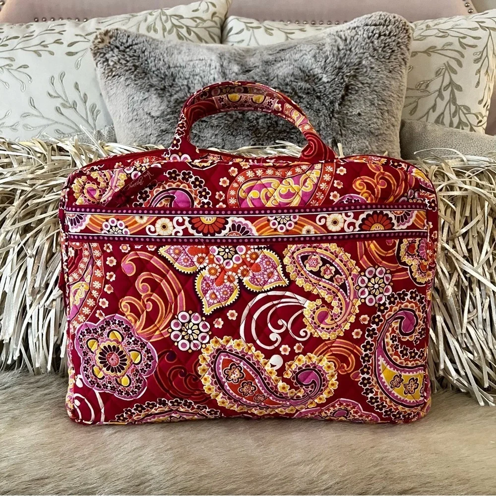 VERA BRADLEY Raspberry Fizz 2008 Quilted Soft Sided Laptop Portfolio Case Y2K